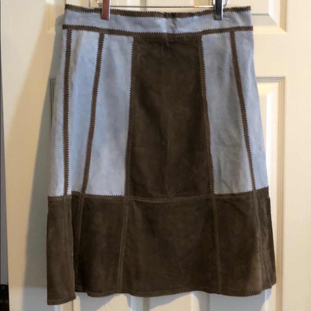 Suede a-line skirt